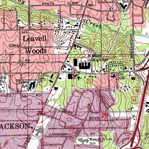 Topographic Map of All Saints Episcopal Church, MS
