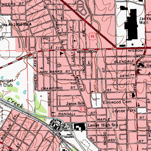 Topographic Map of Anderson United Methodist Church, MS