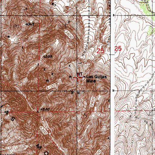 Topographic Map of Las Guijas Mine, AZ