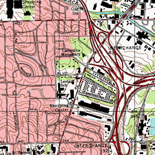 Topographic Map of Alta Woods Presbyterian Church, MS