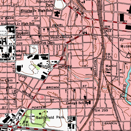 Topographic Map of Bahai Center Church, MS