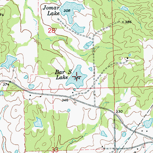 Topographic Map of Bar S Lake, MS