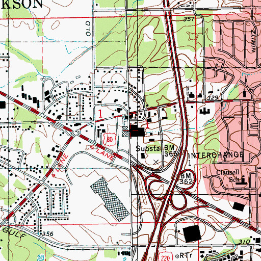 Topographic Map of Beasley Shopping Center, MS