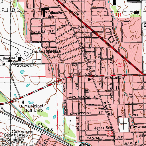 Topographic Map of Berean Seventh Day Adventist Church, MS