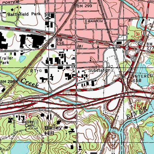 Topographic Map of Bibleway Baptist Church, MS