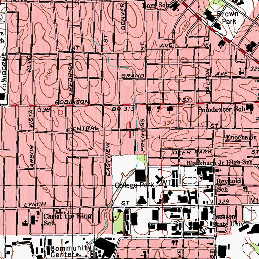 Topographic Map of Blacks Chapel Baptist Church, MS