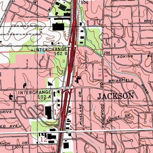 Topographic Map of Briarwood Presbyterian Church, MS