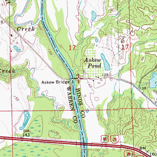 Topographic Map of Bridgeport (historical), MS