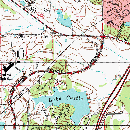 Topographic Map of Broadmoor Baptist Church, MS