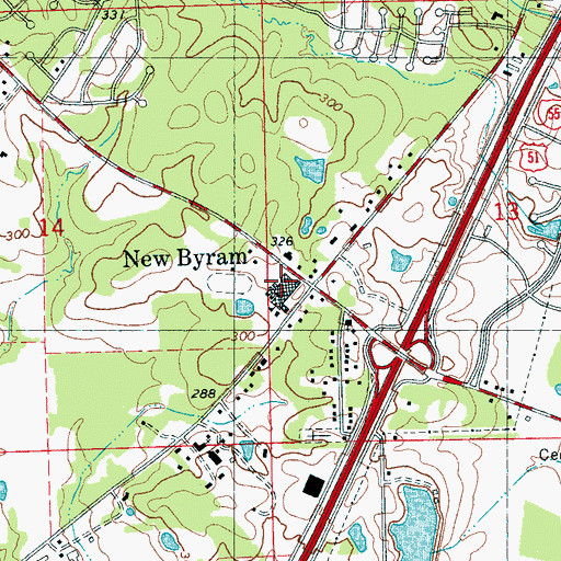 Topographic Map of Byram School, MS