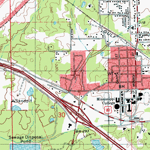 Topographic Map of Byrd Heights, MS