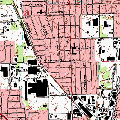 Topographic Map of Cade Chapel Missionary Baptist Church, MS