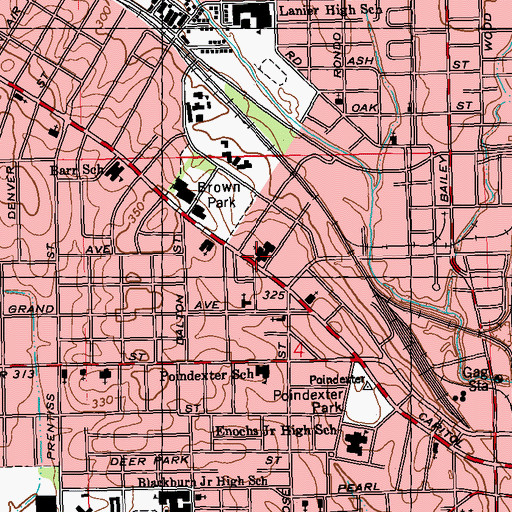 Topographic Map of Calvary Baptist Church, MS