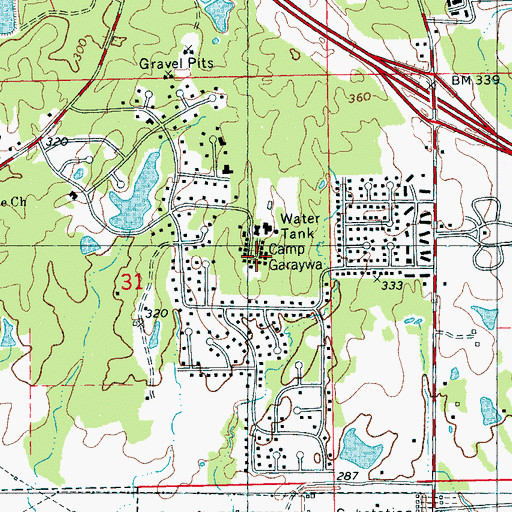 Topographic Map of Camp Garaywa, MS