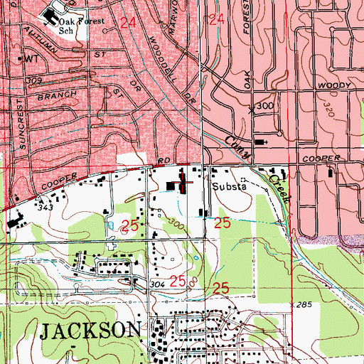 Topographic Map of Candlestick Shopping Center, MS