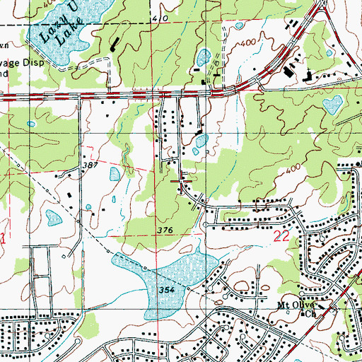 Topographic Map of Cedar Hills, MS