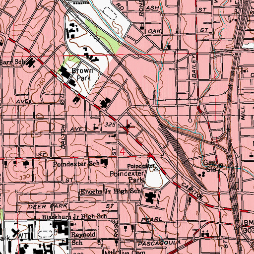 Topographic Map of Central Presbyterian Church, MS