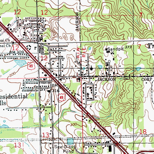 Topographic Map of China Grove Baptist Church, MS
