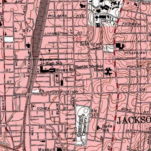Topographic Map of Christ Temple Church of Christ Holiness, MS