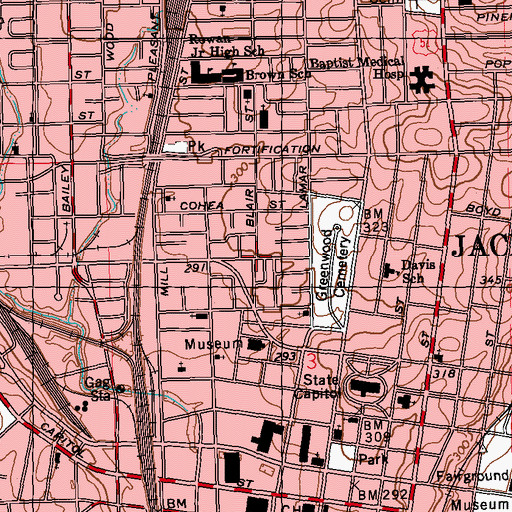 Topographic Map of Church of Christ Holiness, MS