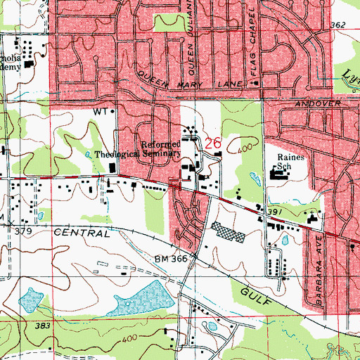 Topographic Map of Clinton Boulevard Church of Christ, MS
