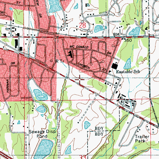 Topographic Map of Clinton Mall Shopping Center, MS