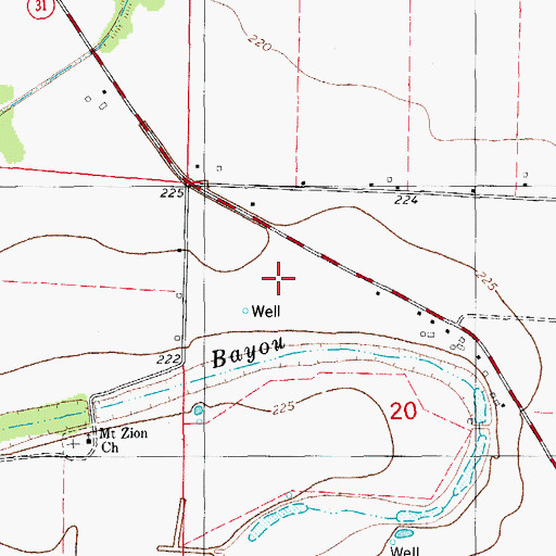 Topographic Map of Township of Pettus, AR