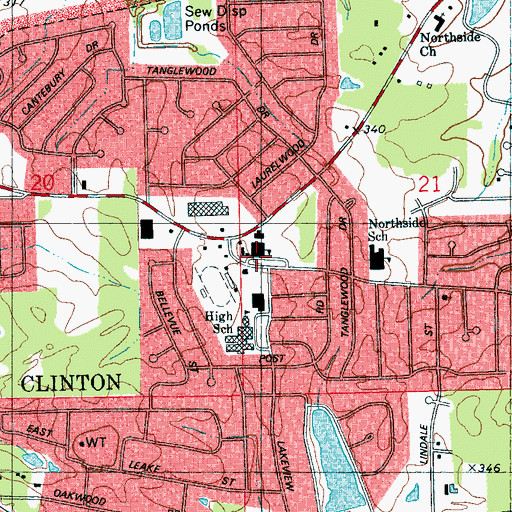 Topographic Map of Clinton Park Elementary School, MS