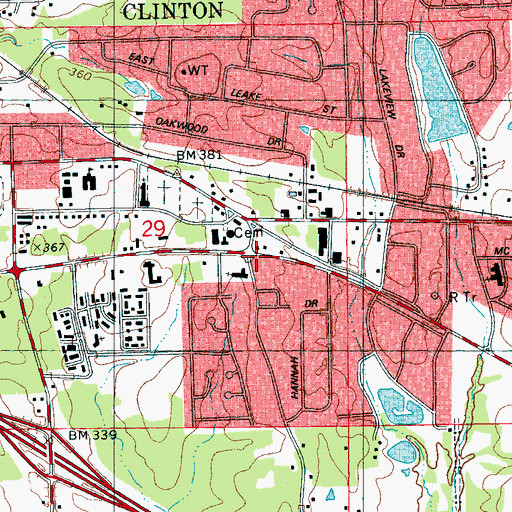 Topographic Map of Cobblestnoe Square Shopping Center, MS