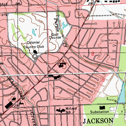 Topographic Map of Colonial Heights Baptist Church, MS