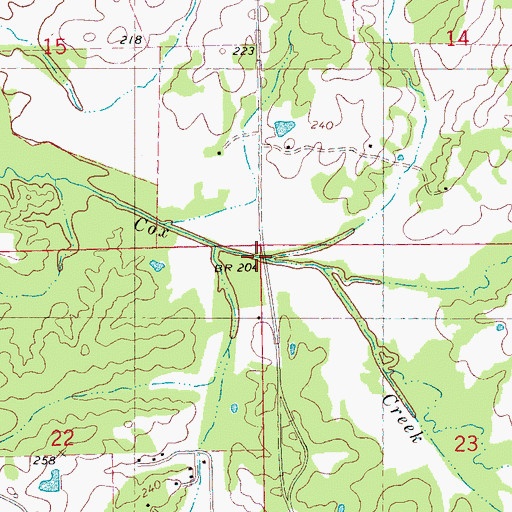 Topographic Map of Cox Creek Bridge, MS