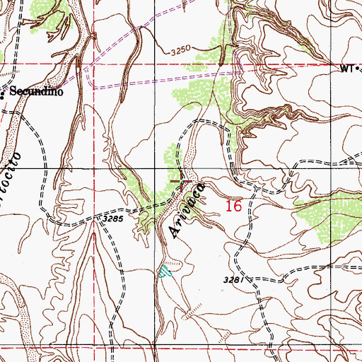 Topographic Map of Las Guijas Wash, AZ