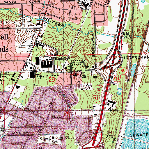 Topographic Map of Creston Hills Baptist Church, MS
