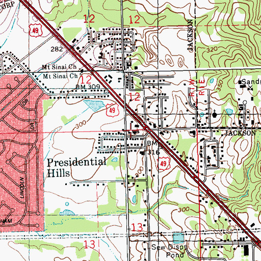 Topographic Map of Cynthia Church of Christ Holiness, MS