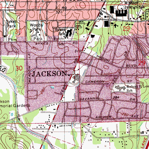 Topographic Map of Daniel Memorial Baptist Church, MS