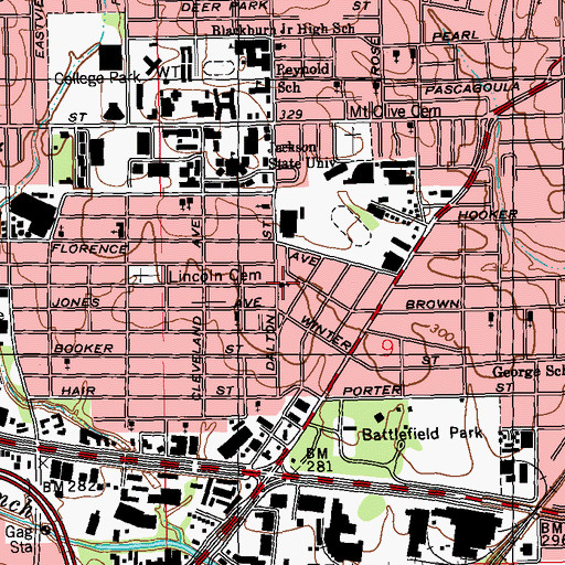 Topographic Map of Davis Temple Church of God in Christ, MS