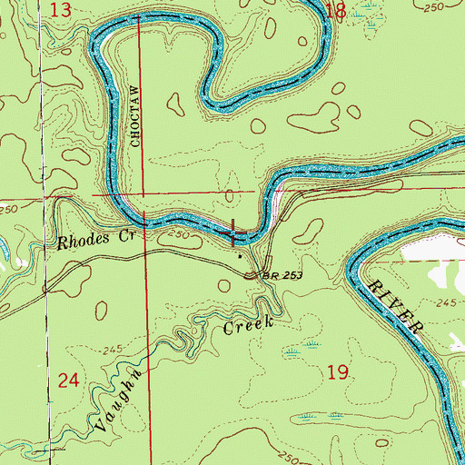 Topographic Map of Dears Ferry (historical), MS