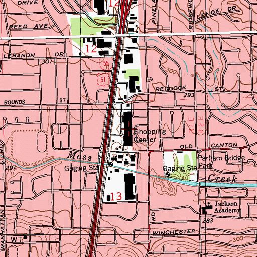 Topographic Map of Deville Plaza Shopping Center, MS