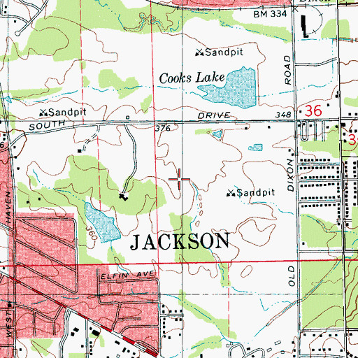 Topographic Map of Dixon Acres, MS
