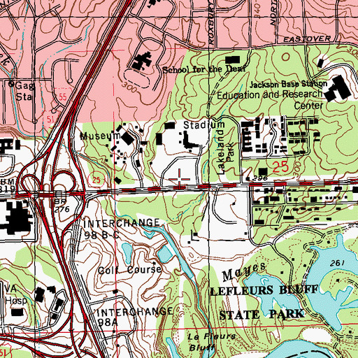 Topographic Map of Dizzy Dean Museum, MS