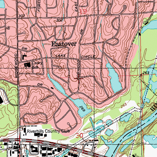 Topographic Map of Eastover, MS