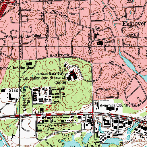 Topographic Map of Education and Research Center, MS