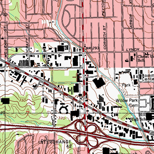 Topographic Map of Ellis Avenue Plaza Shopping Center, MS