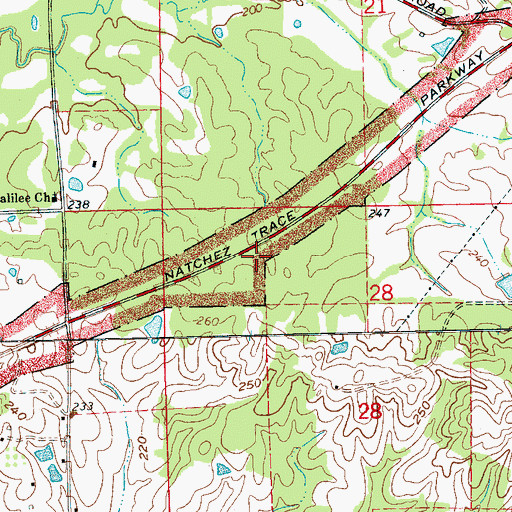 Topographic Map of Fairchilds Mill (historical), MS