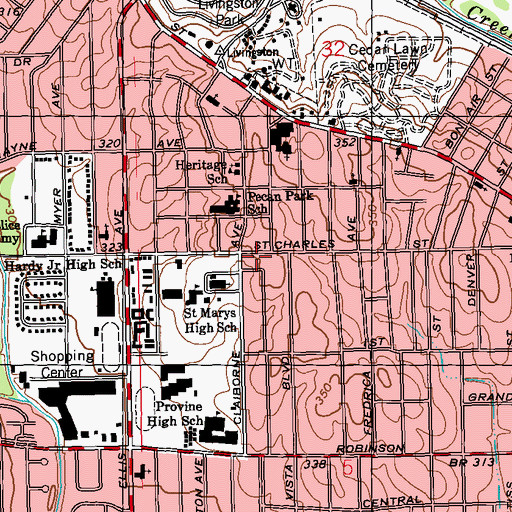 Topographic Map of First Assembly of God Church, MS