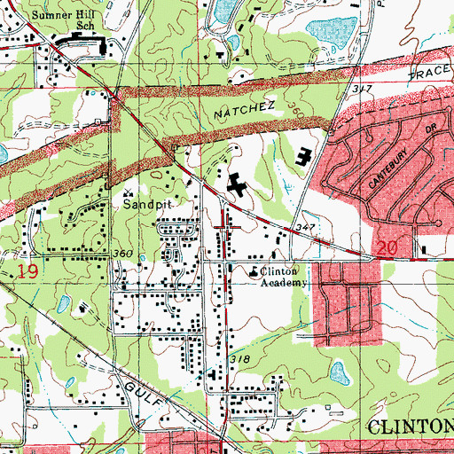 Topographic Map of First Assembly of God Church, MS