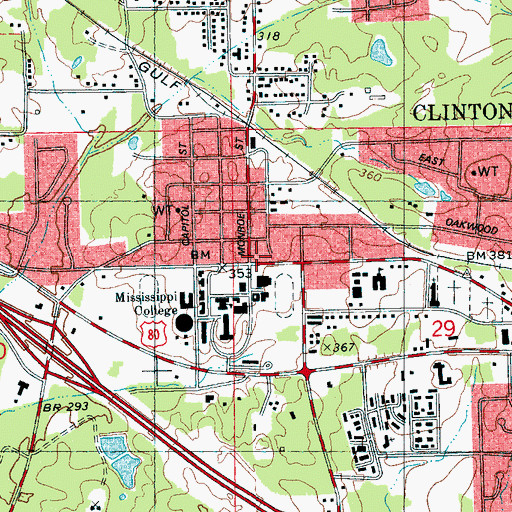 Topographic Map of First Baptist Church, MS