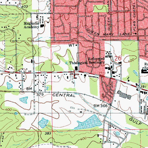 Topographic Map of First Fundamental Methodist Church, MS