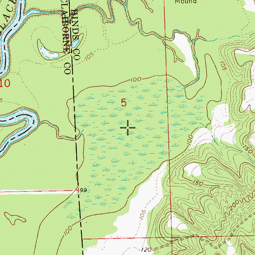 Topographic Map of Five Mile Lake, MS