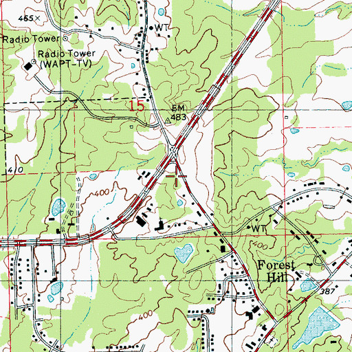 Topographic Map of Forest Hill Assembly of God Church, MS